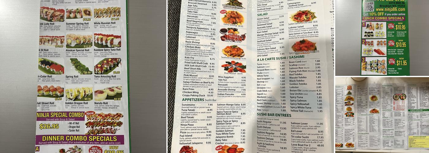 Ninja Sushi Menu