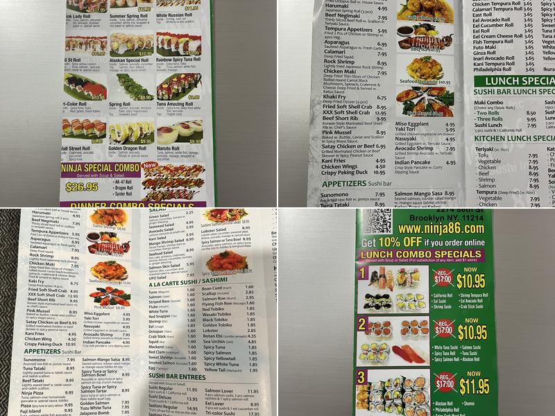 Ninja Sushi Menu