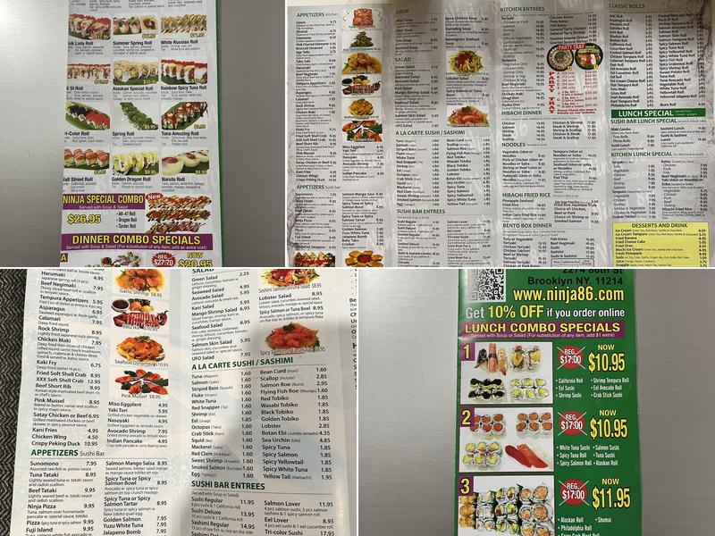 Ninja Sushi Menu