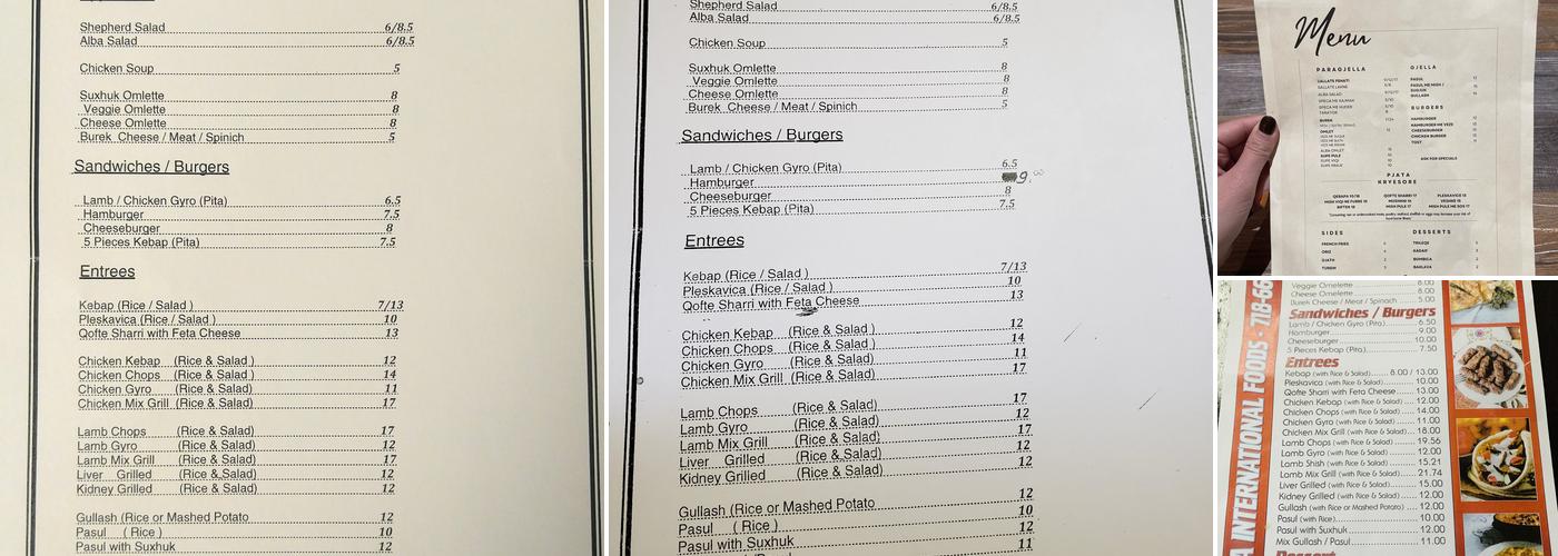Alba Menu