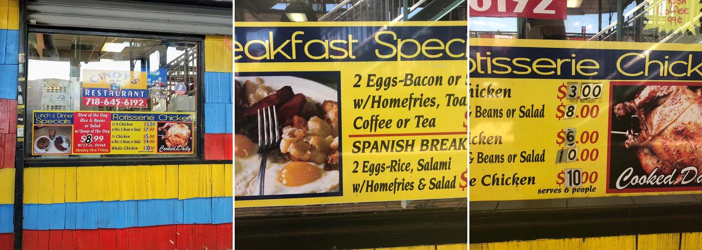 Cindy's Luncheonette Menu