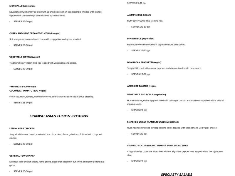 Fitrition Meals Menu