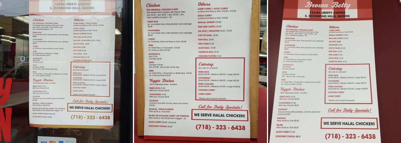 Brown Betty Menu