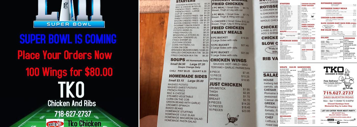 TKO Chicken Menu