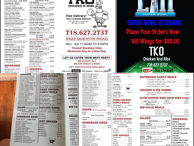 TKO Chicken Menu