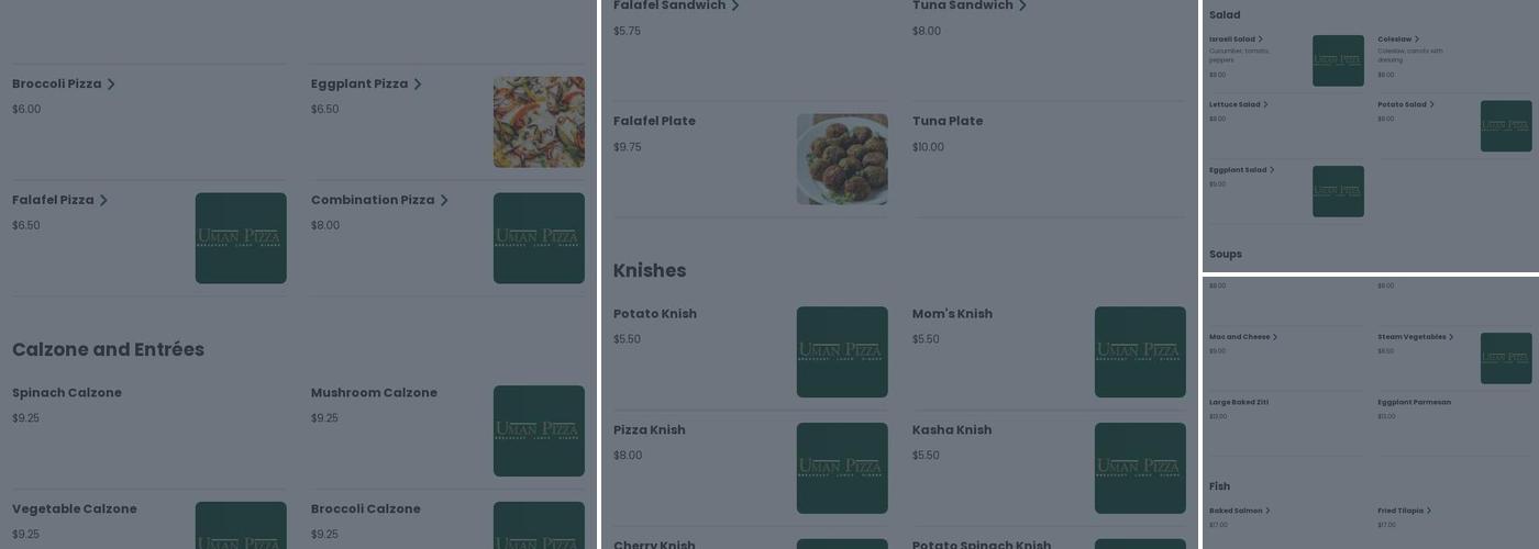 Uman Pizza Menu