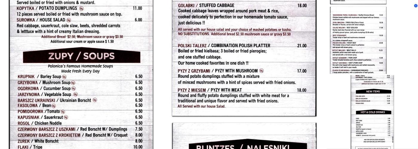 POLONICA RESTAURANT Menu