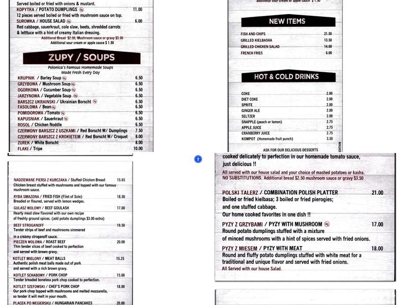 POLONICA RESTAURANT Menu