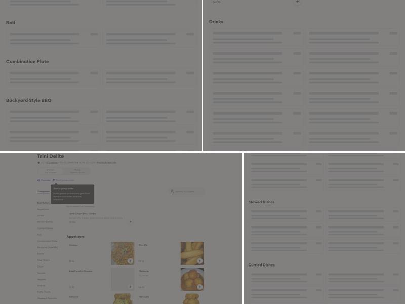 Trini Delite Roti Shop Menu