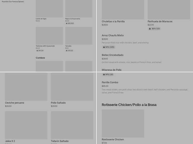 Pollos a la Brasa Menu