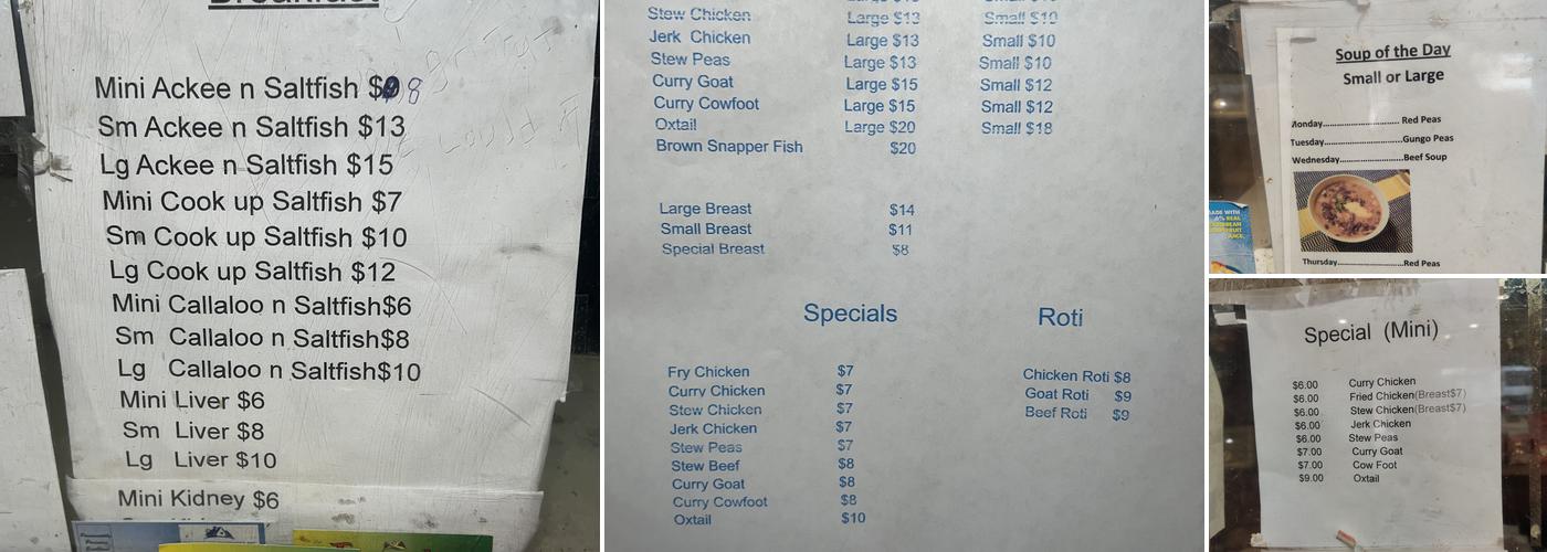 Joyce's Menu