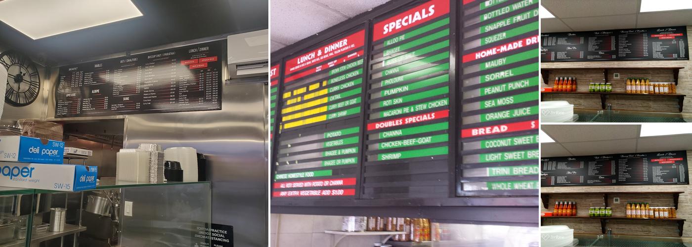 Jen's Roti Shop and Bakery Menu