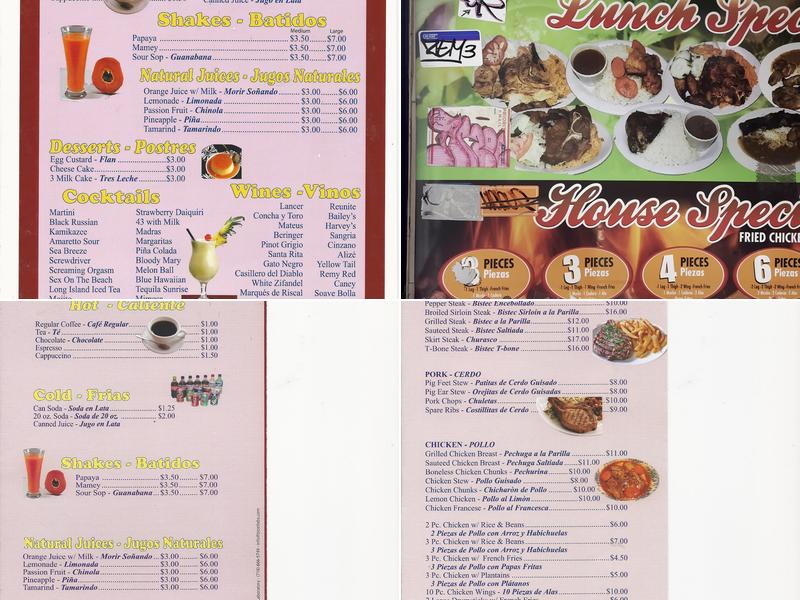 La Cabaña Rodríguez Menu