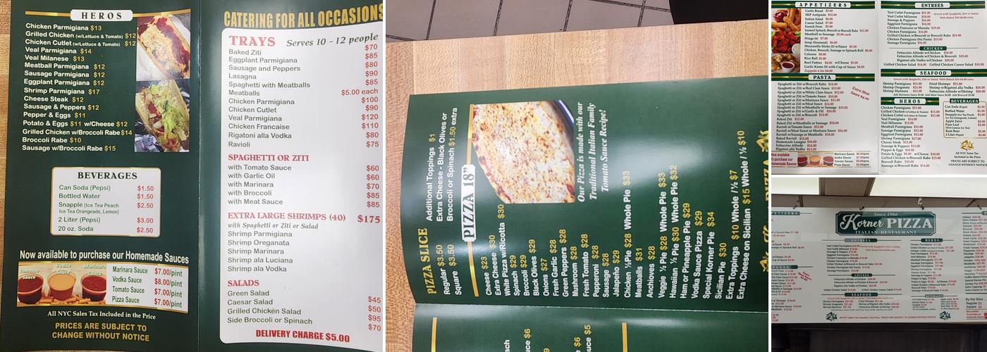 Korner Pizza🍕 Menu