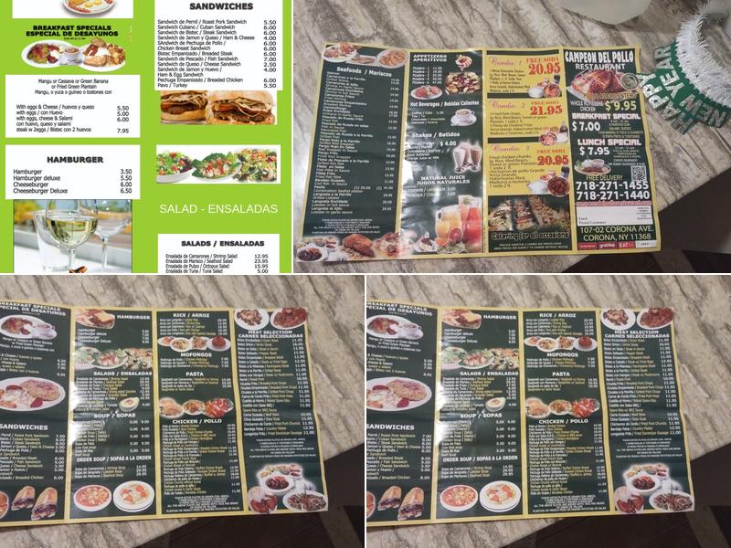 Campeon Del Pollo Menu