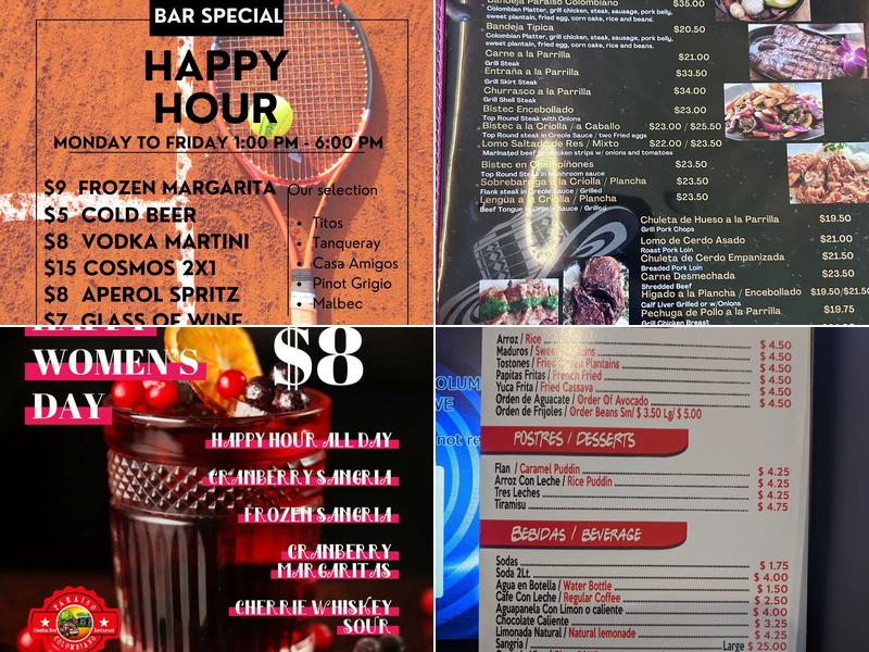 Paraiso Colombiano Menu