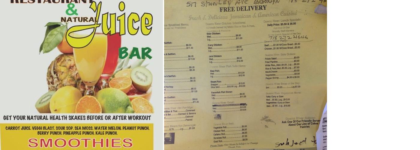 Downs River Menu