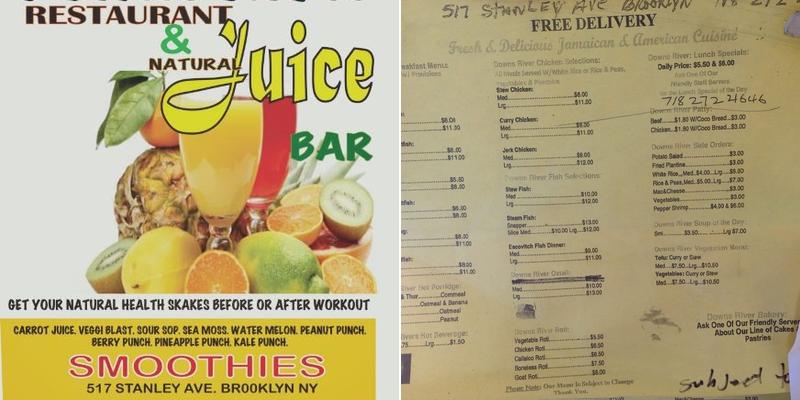 Downs River Menu