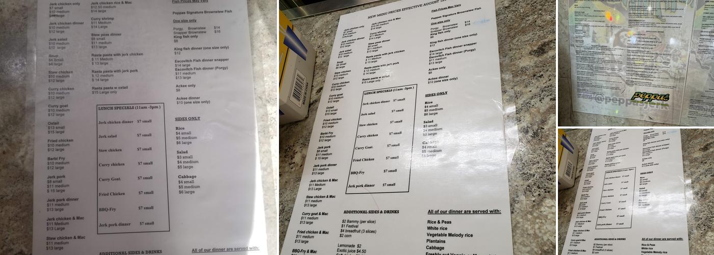Peppa's Menu