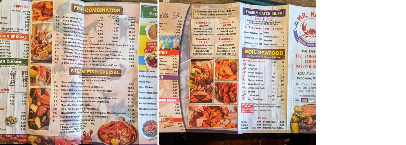 MR KING Asian Fusion Menu