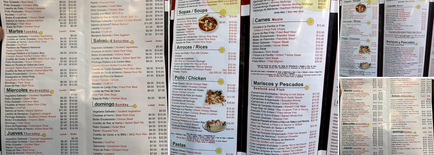 Punto de Sabor Express Menu