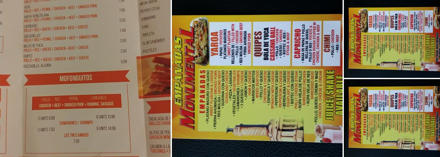 Empanadas monumental Menu