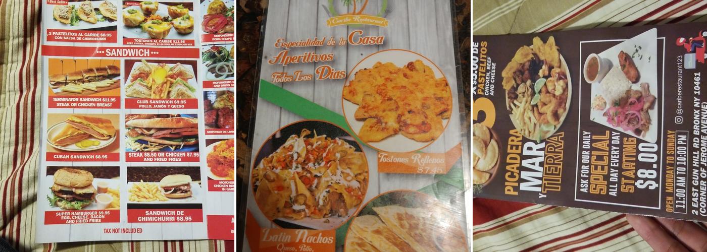 Caribe Menu