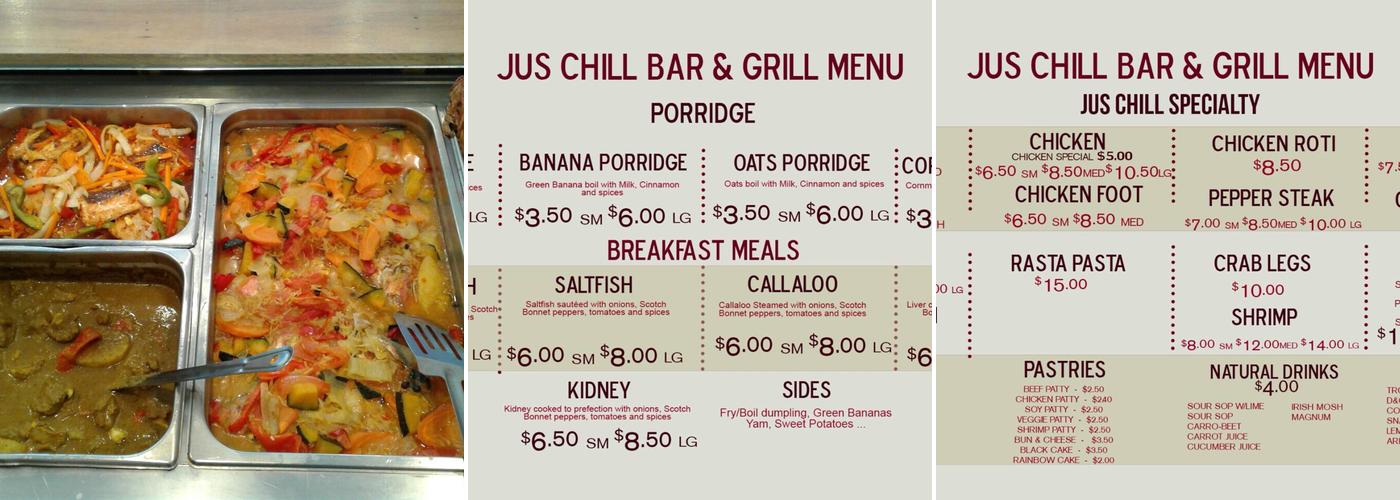 Jus Chill Menu