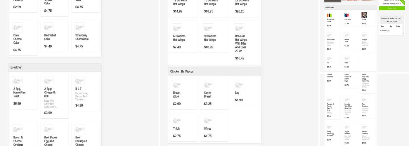 Crown Fried Chicken Menu