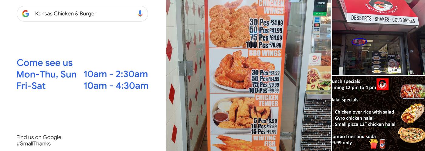 King’s fried chicken and burger Menu