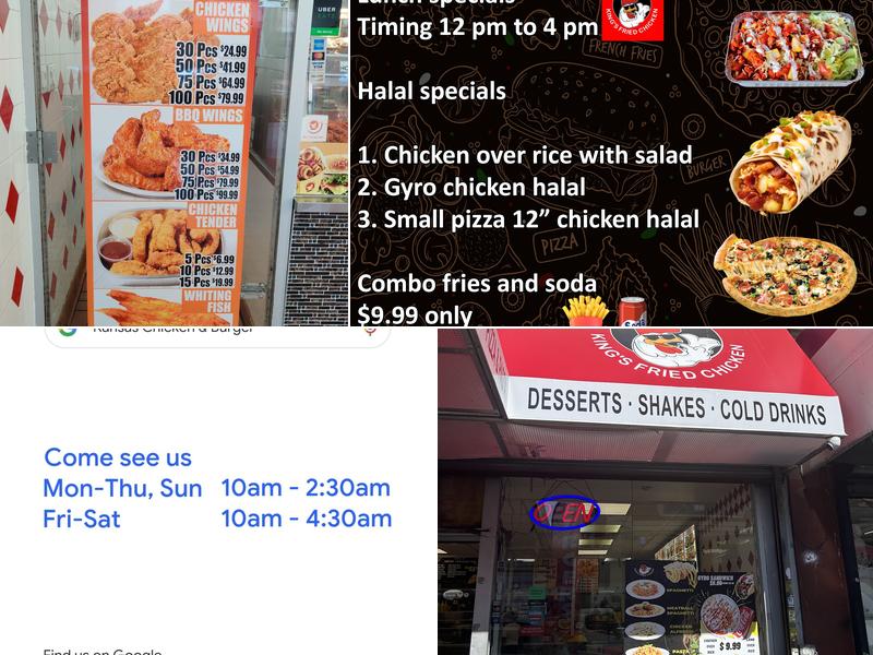 King’s fried chicken and burger Menu