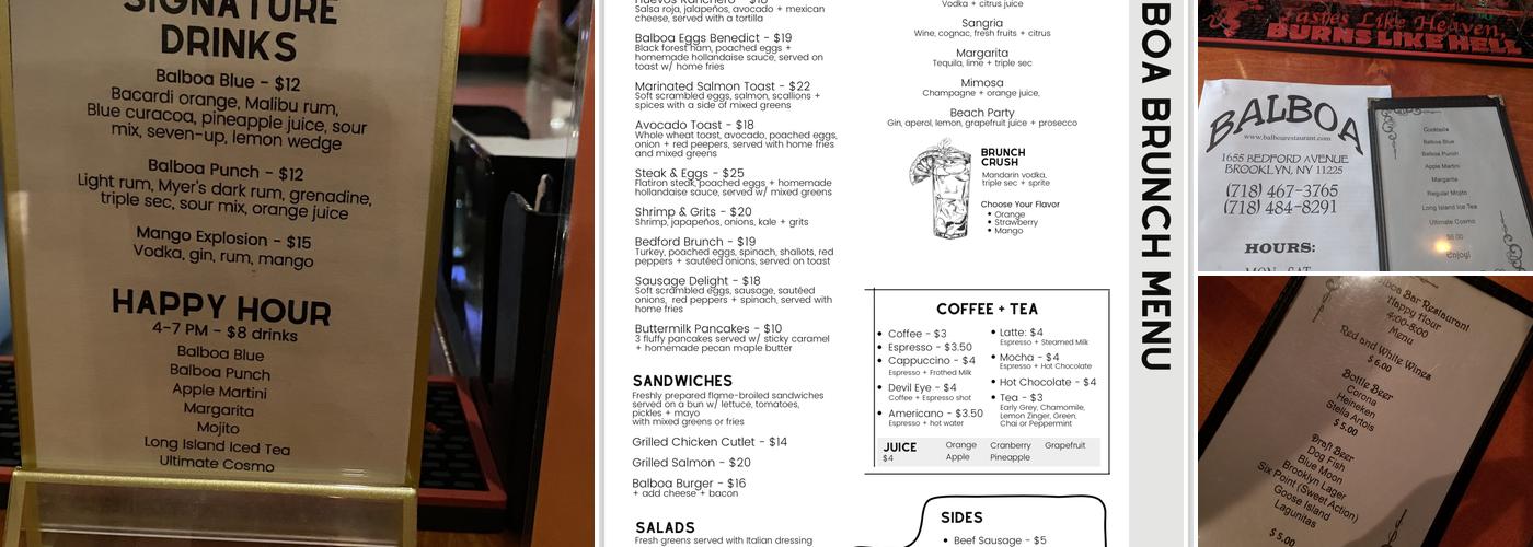 Balboa Menu
