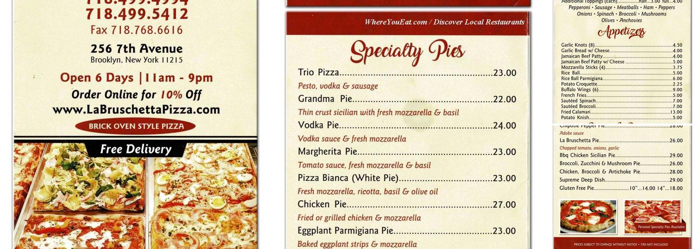 La Bruschetta Pizza Menu