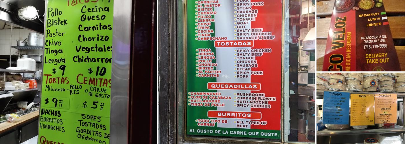 Taco Veloz Menu