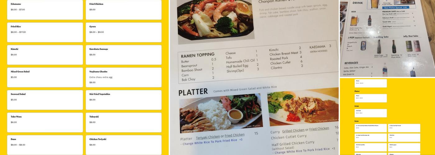 Naruto Ramen Menu