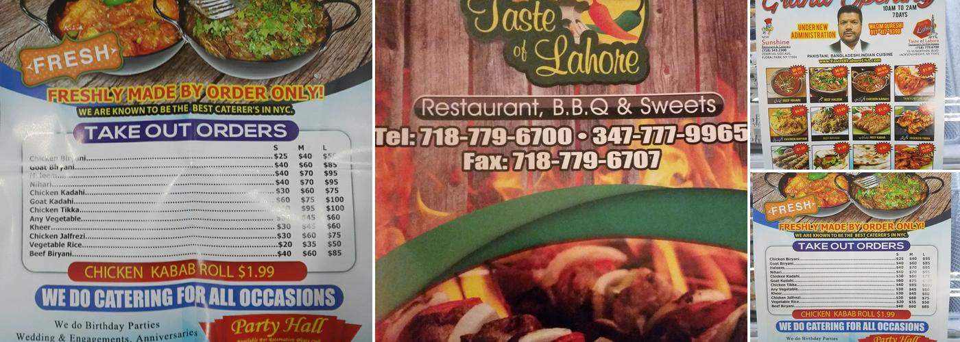 Taste of Lahore Menu