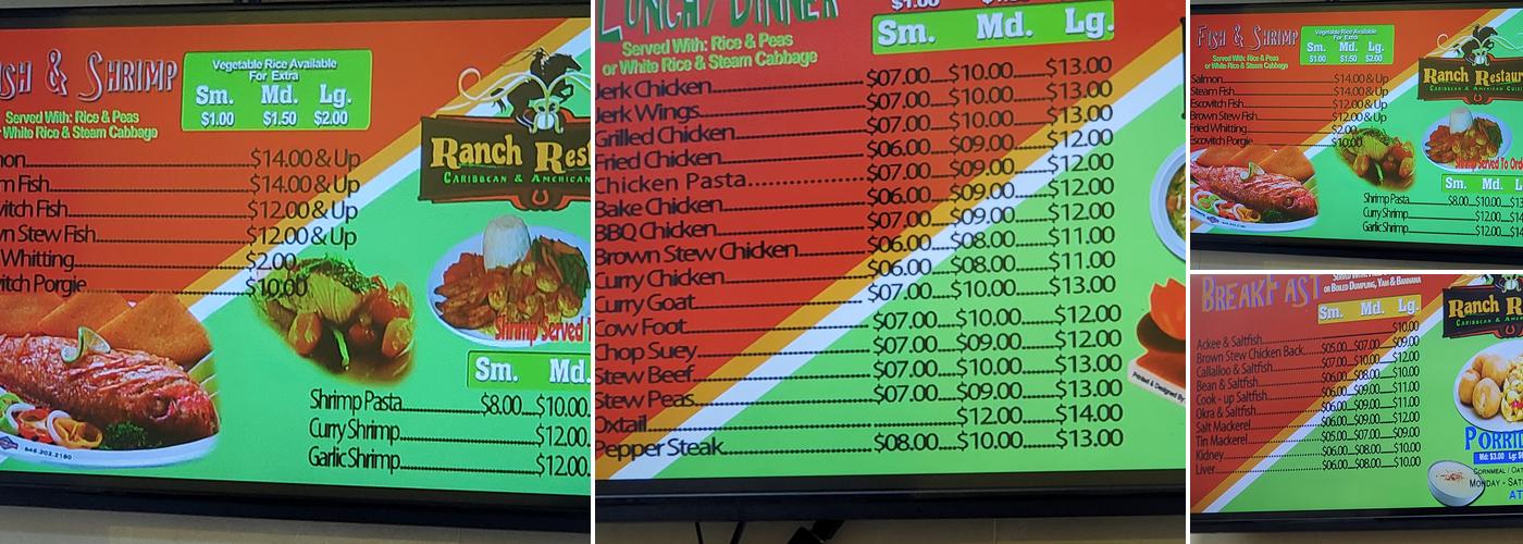 Ranch Restaurant Menu