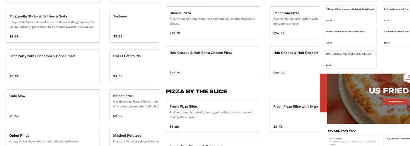 US Fried Chicken Menu
