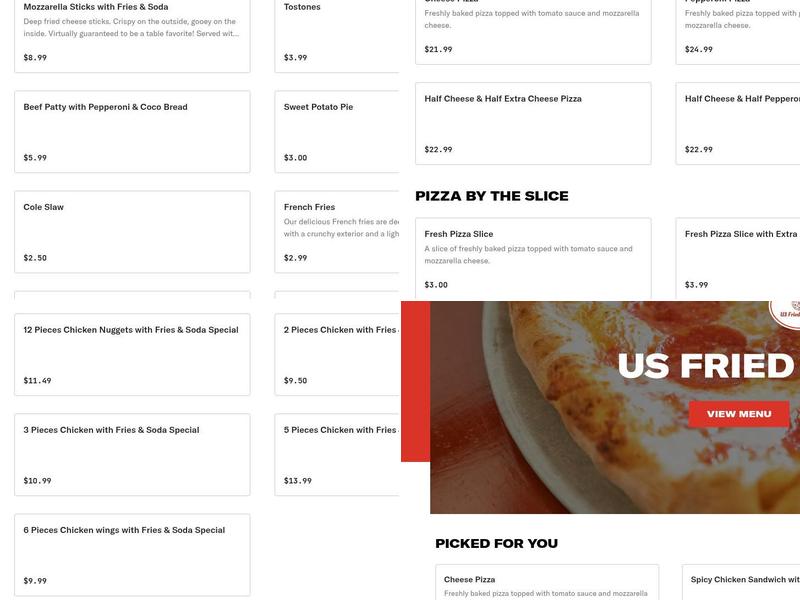 US Fried Chicken Menu