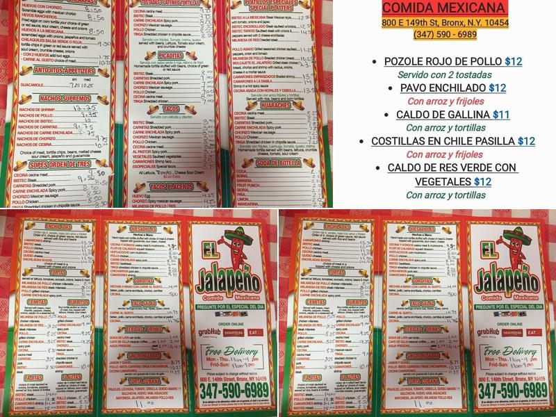El Jalapeño Menu