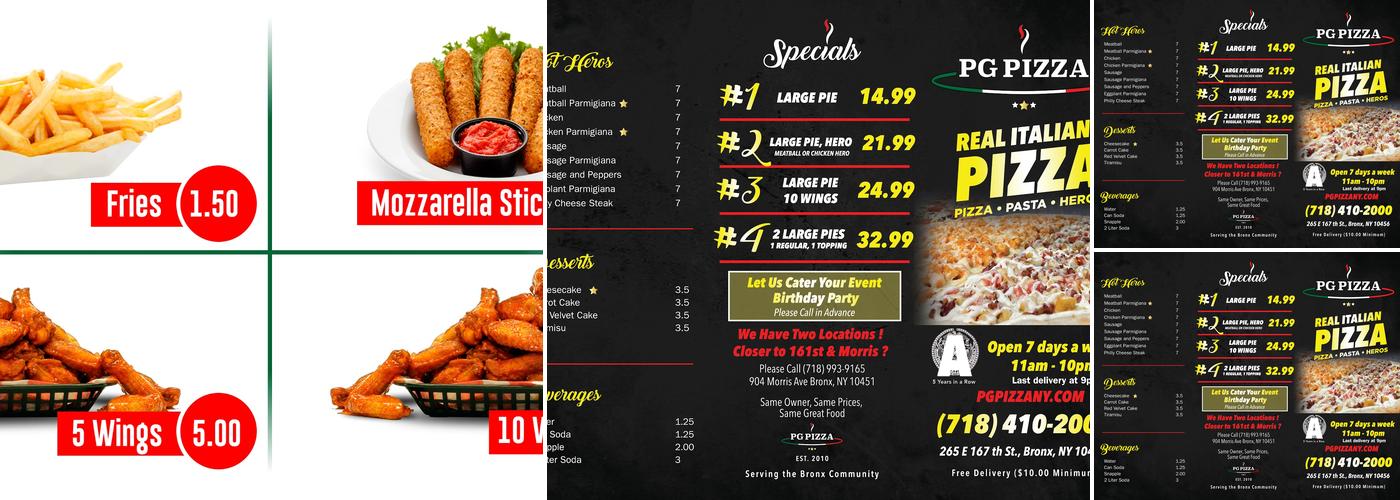 PG Pizza Menu