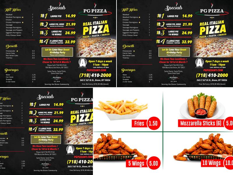 PG Pizza Menu