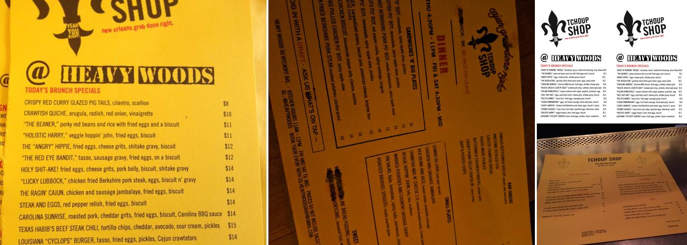Tchoup Shop Menu