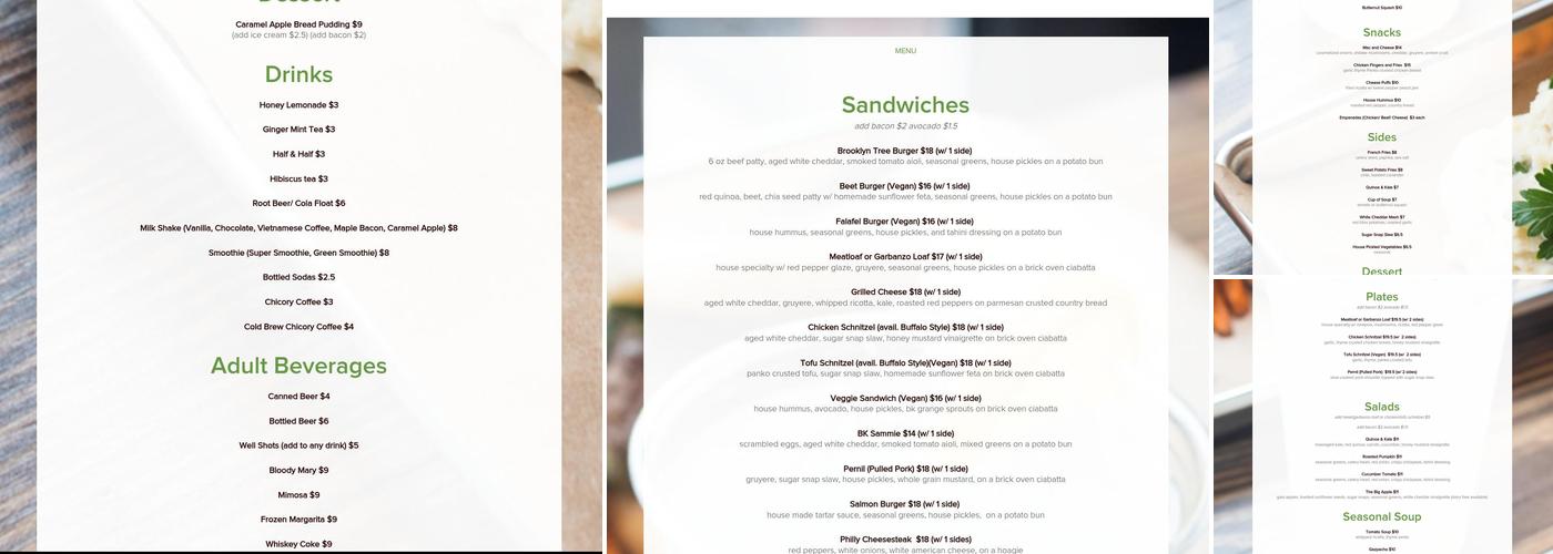 The Brooklyn Tree Menu