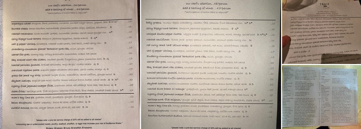 Traif Menu