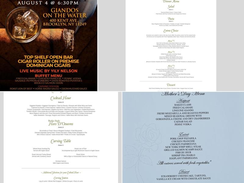 Giando on the Water Menu