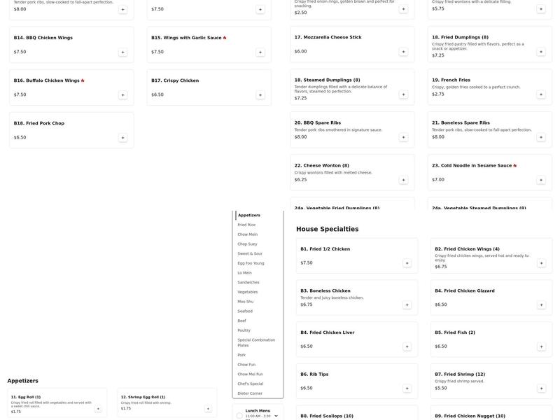 China House Menu