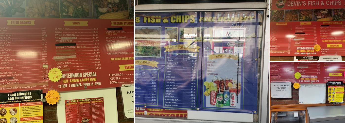 Devin's Fish & Chips Menu
