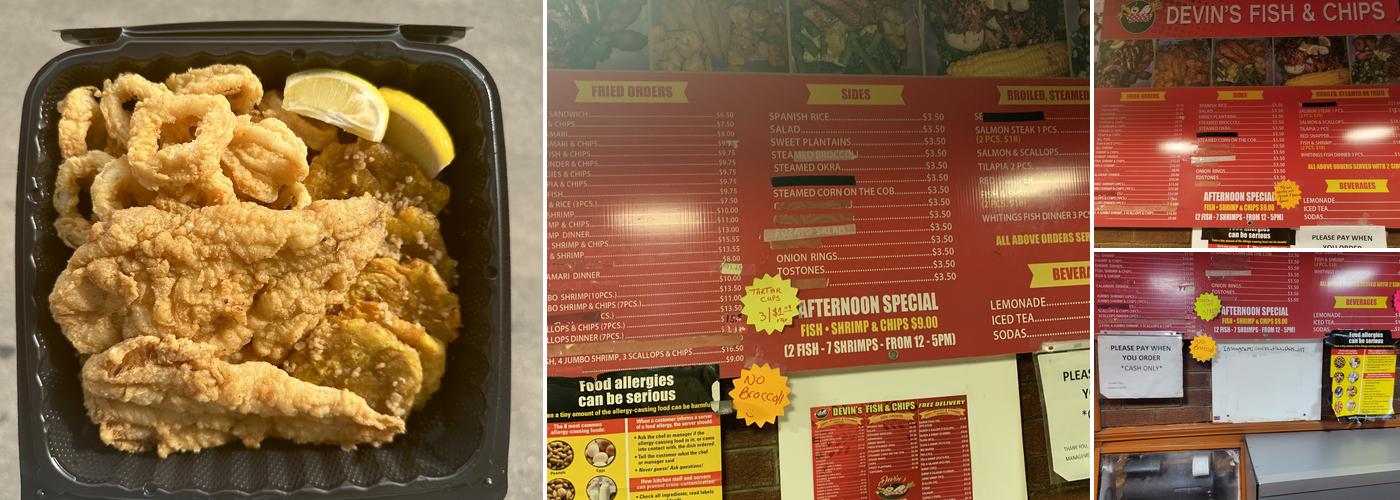 Devin's Fish & Chips Menu