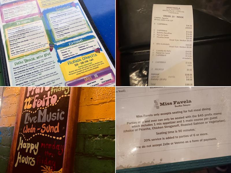 Miss Favela Menu